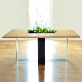 Tavolo in legno e corten Coltivable 